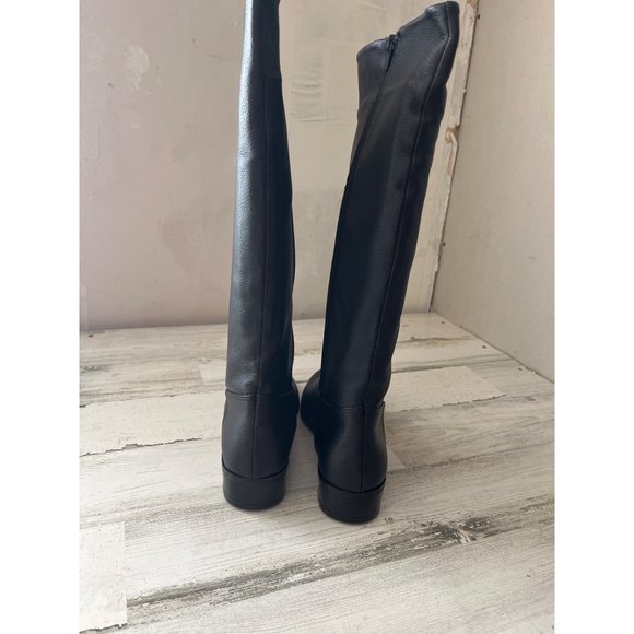 Classique black leather knee high small heeled zipper boots size 7.5 NWT - Picture 5 of 7